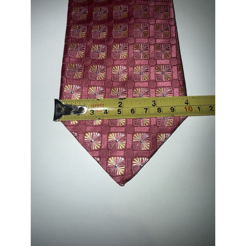 Ermenegildo Zegna Geometric Pattern Fuchsia/Dark Pink Silk Tie Made in Italy - Picture 6 of 6